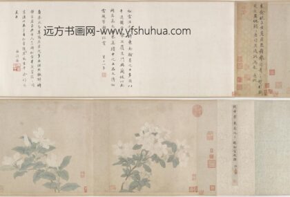 钱选 来禽栀子图卷（赵雪松题语）.jpg
