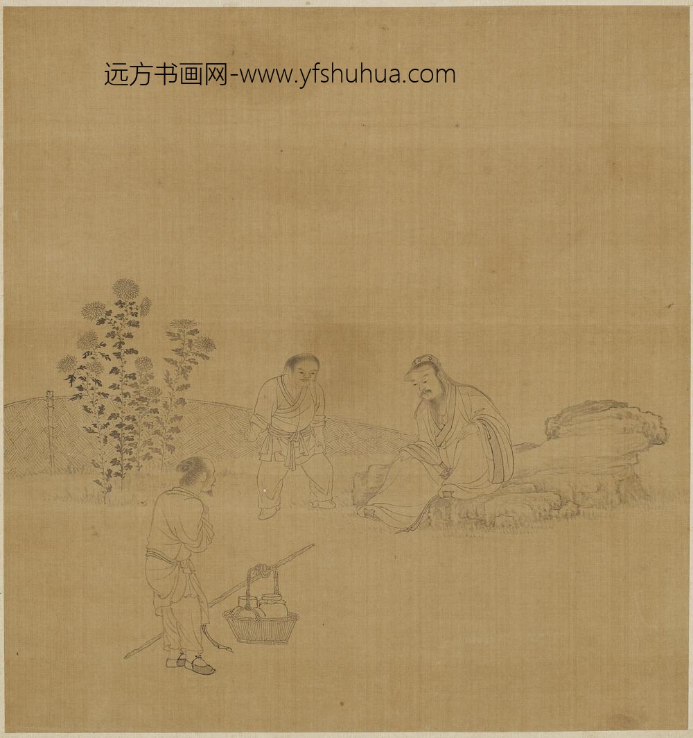 钱选_渊明采菊图