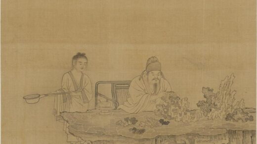 钱选 石案独坐侍童图.jpg