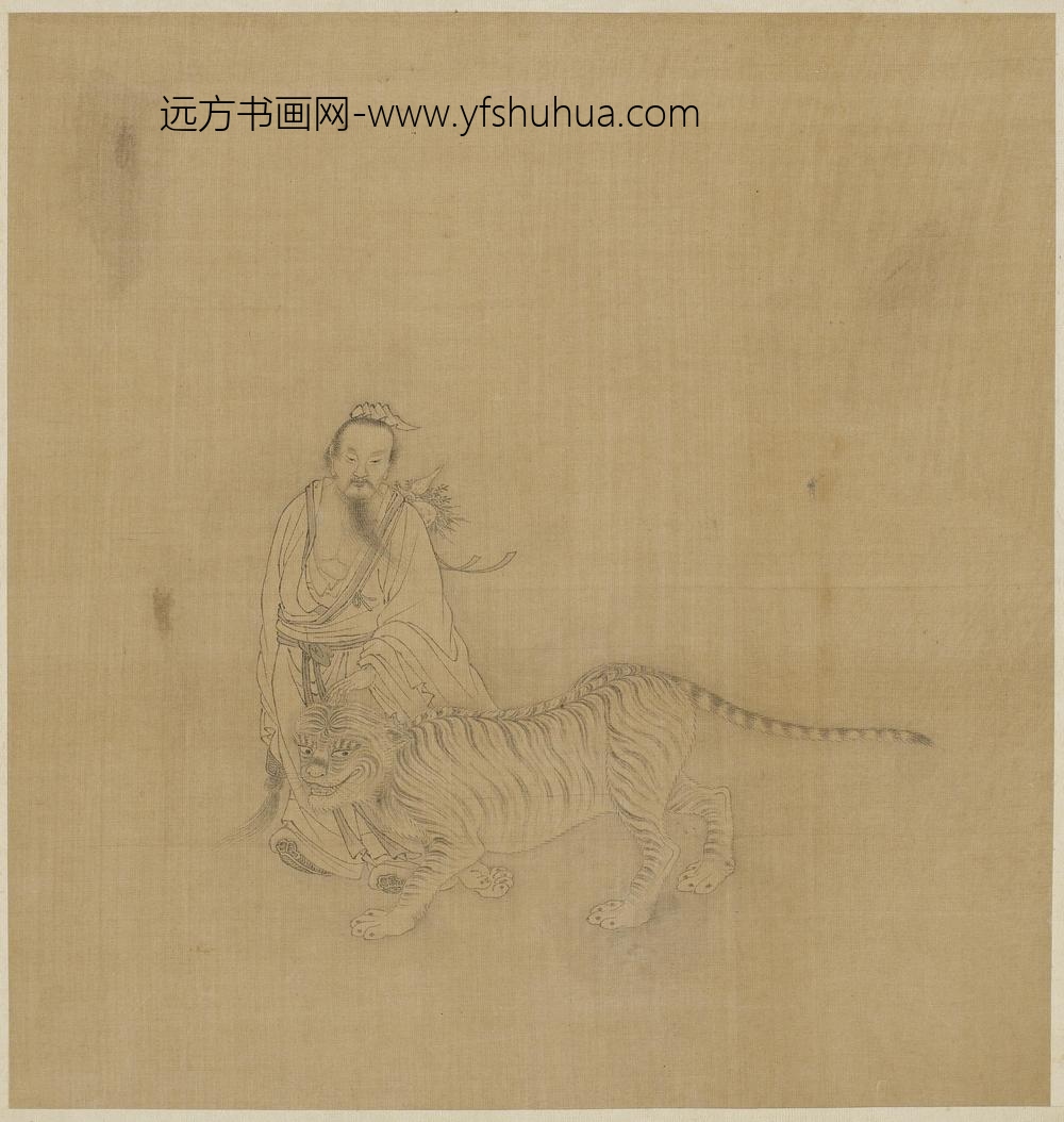 钱选_神人伏虎图