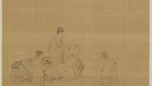 钱选 羲之题扇图.jpg