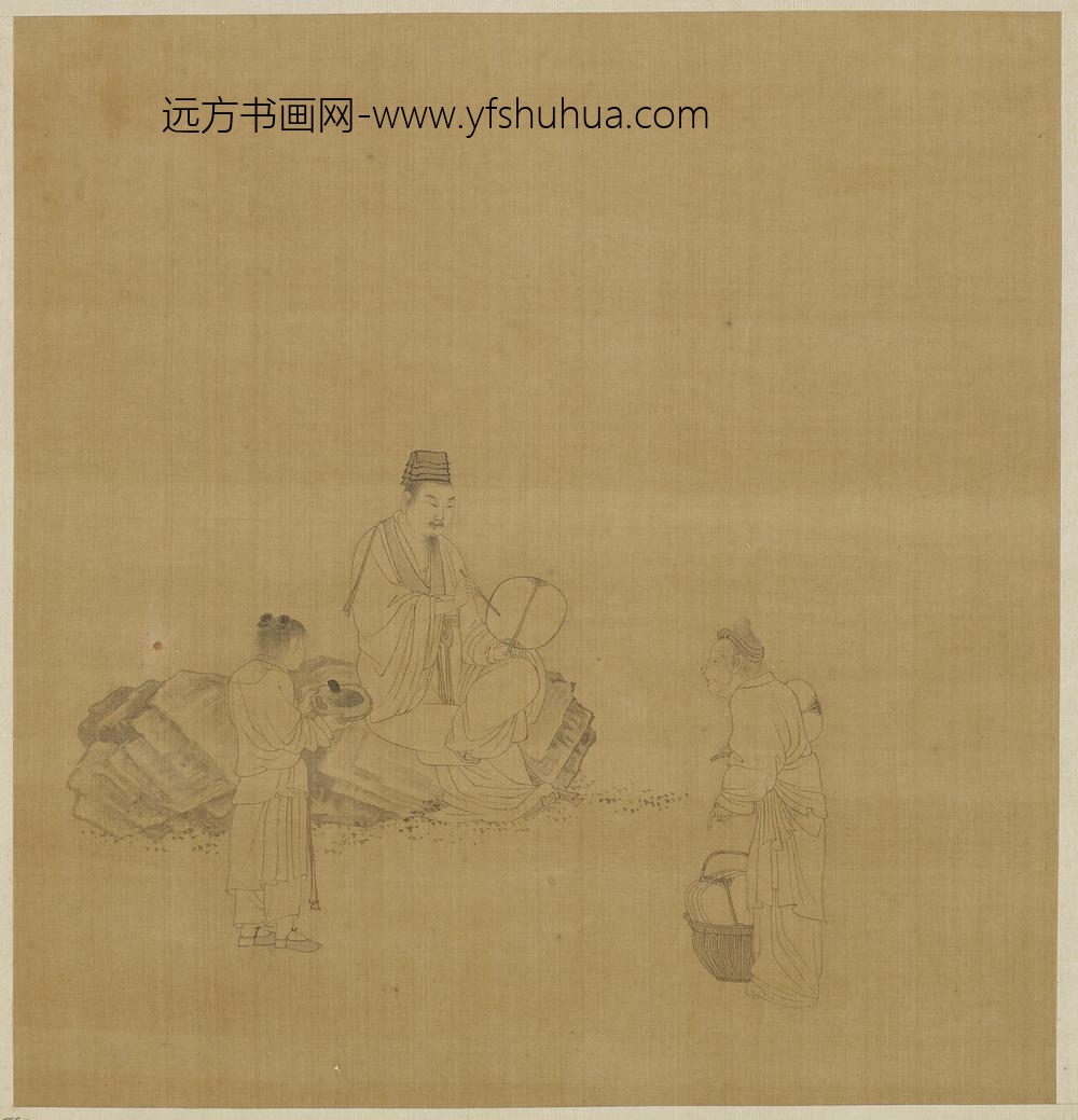 钱选_羲之题扇图