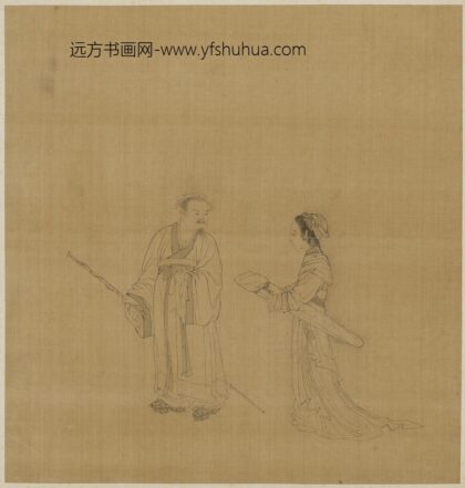 钱选 老翁持杖少妇抱琴图.jpg