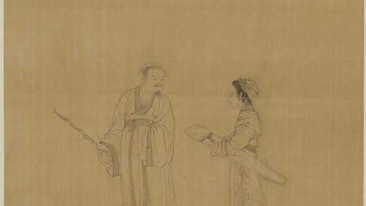钱选 老翁持杖少妇抱琴图.jpg