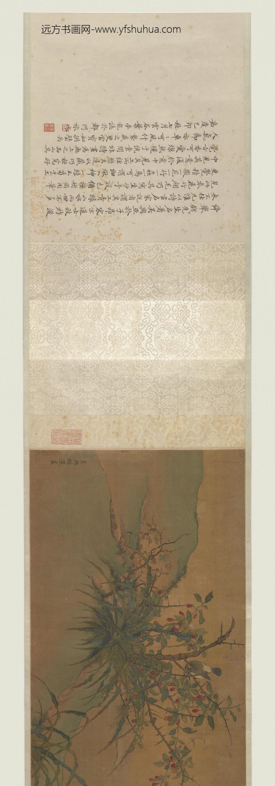 钱选_设色花鸟草虫图长卷_