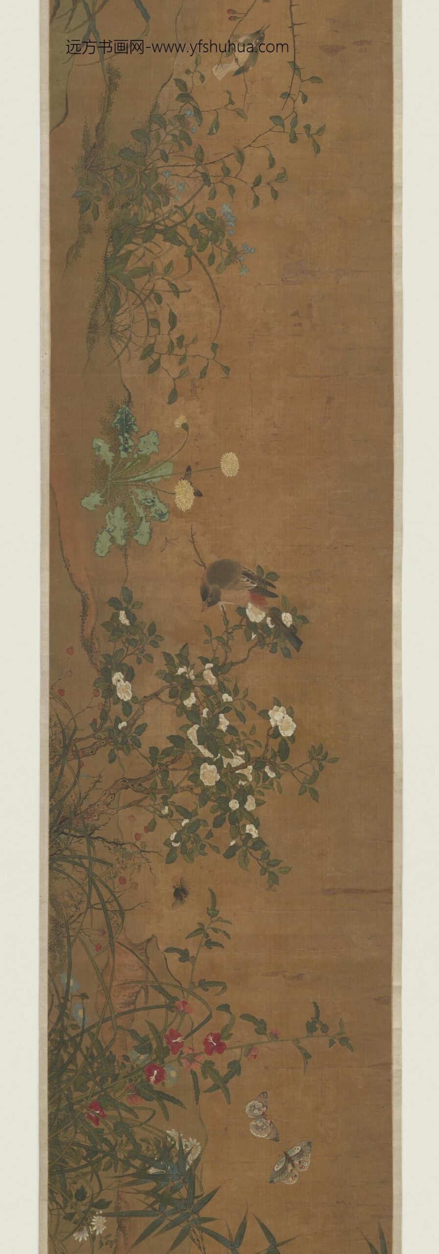 钱选_设色花鸟草虫图长卷_