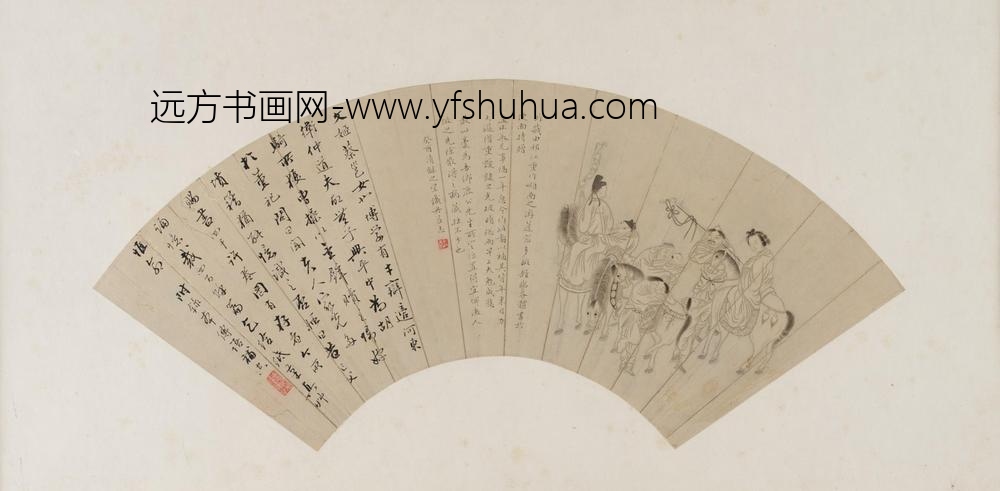 铁舟_文姬归汉图扇面