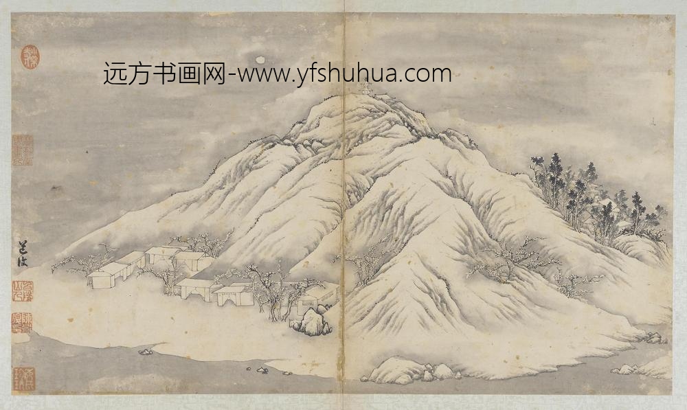 陈淳（道复）_寒林雪月山居图