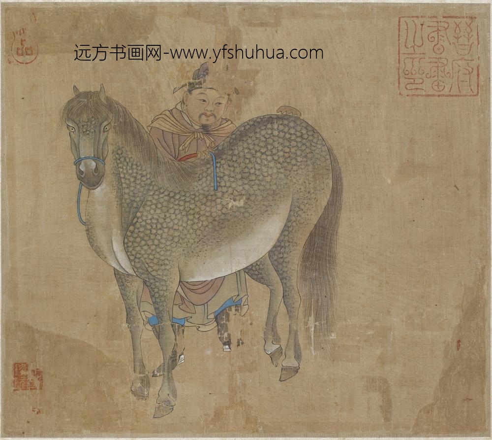 韩干_花斑骏马与马夫图