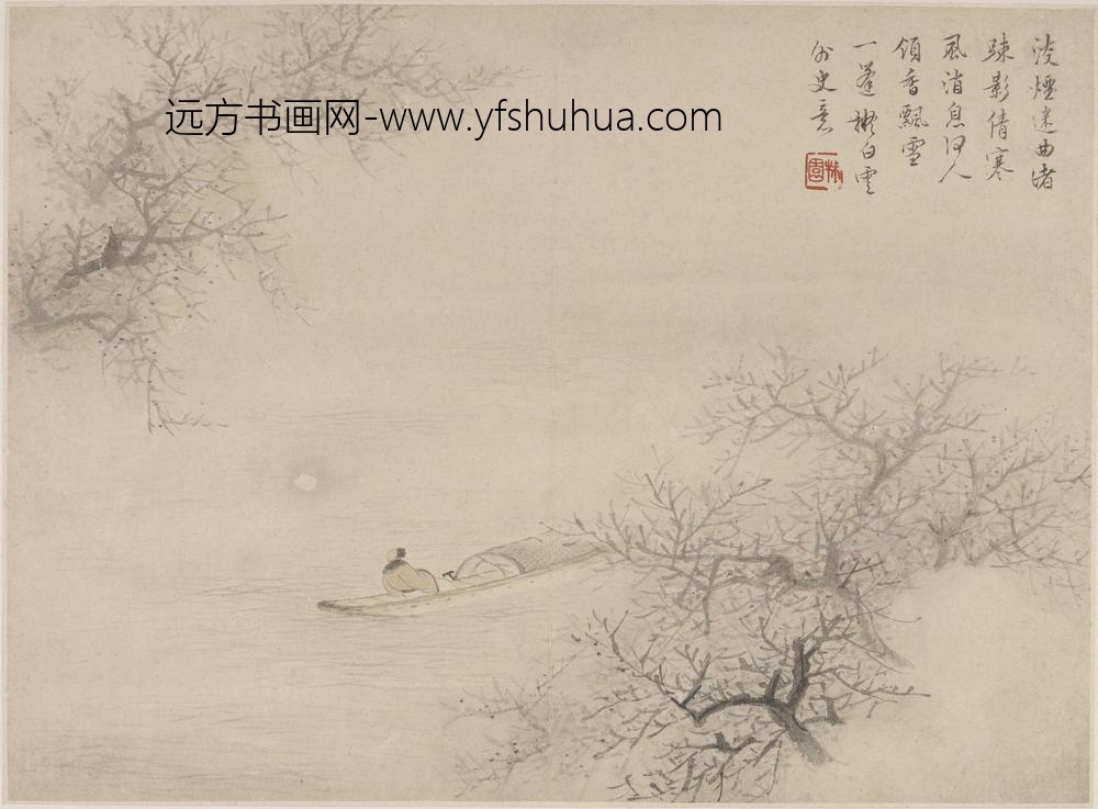 顾逵_仿恽寿平冬江月色图