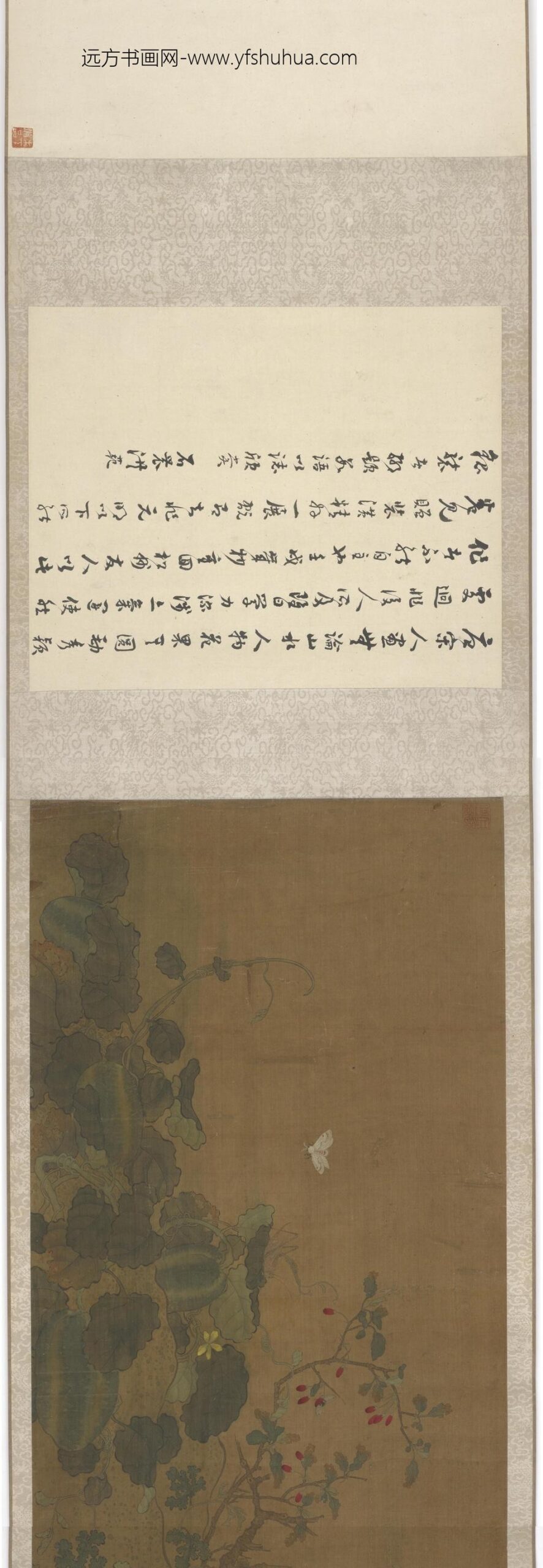 马远_瓜蔓花卉草虫图卷_