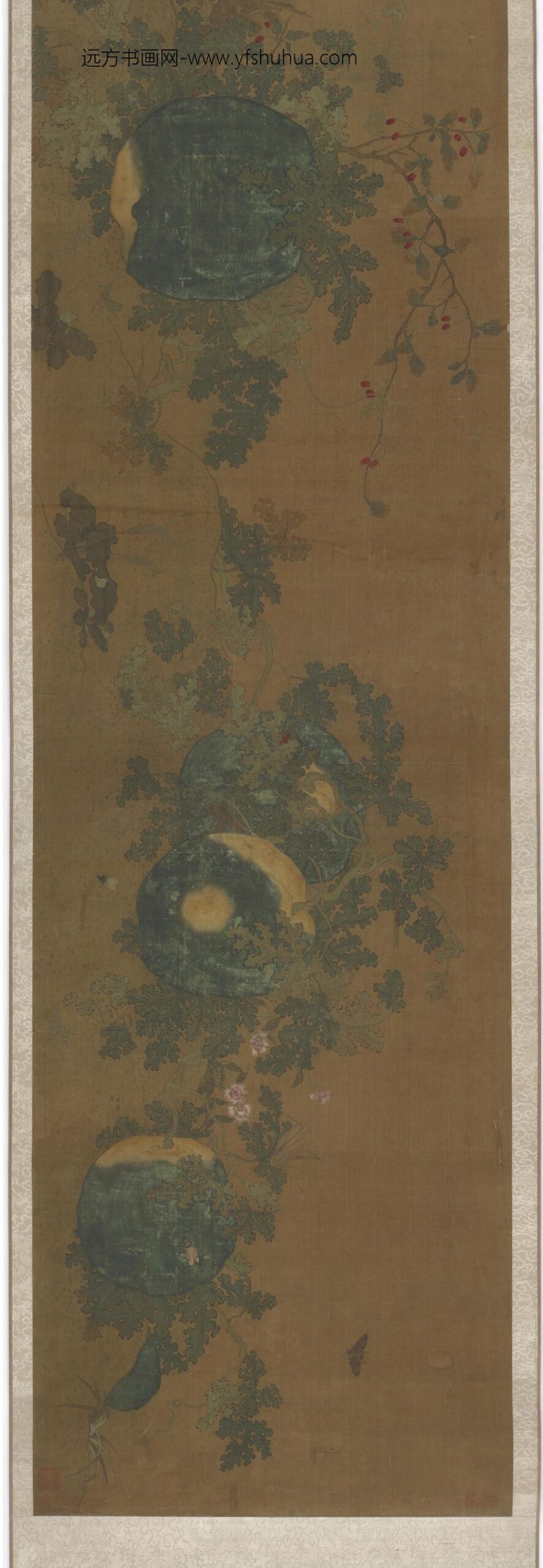马远_瓜蔓花卉草虫图卷_