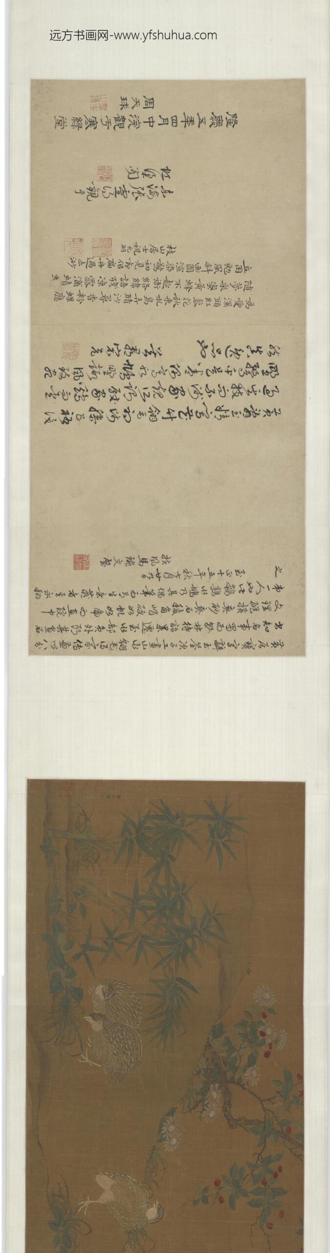黄居宝_花禽凫鹑图_