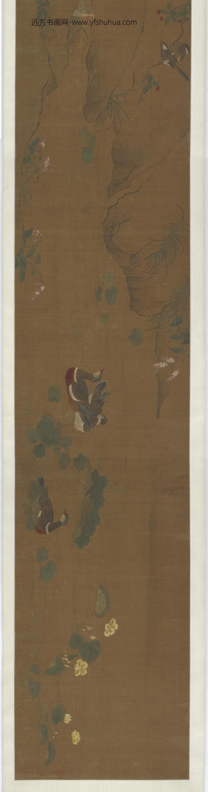 黄居宝_花禽凫鹑图_