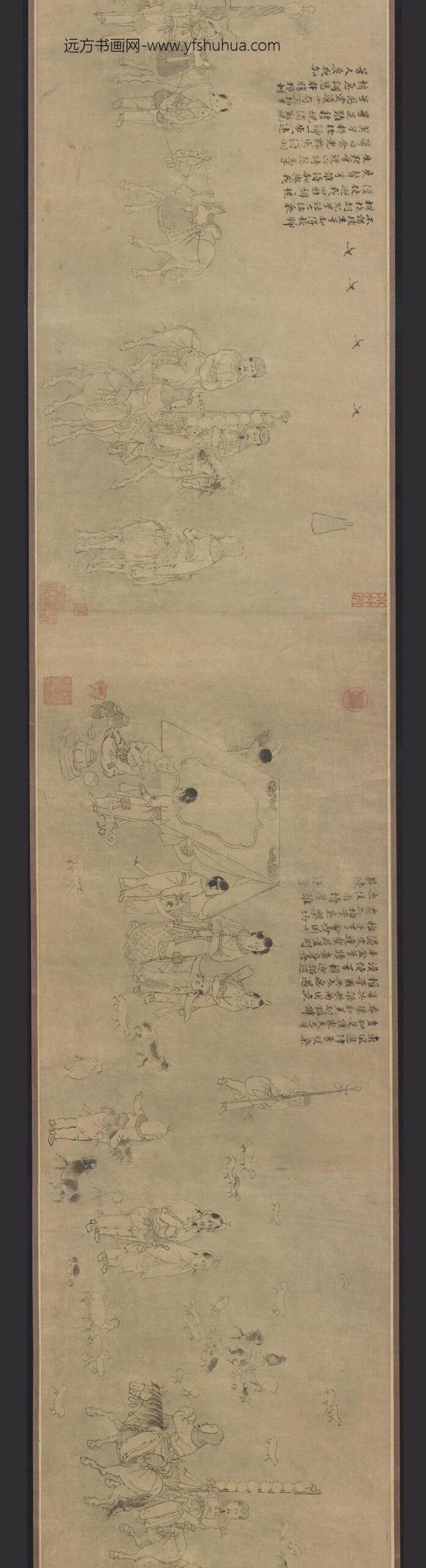 龚开_笳拍图卷（蔡文姬被掳图）_