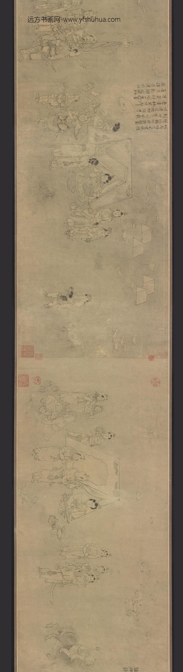 龚开_笳拍图卷（蔡文姬被掳图）_