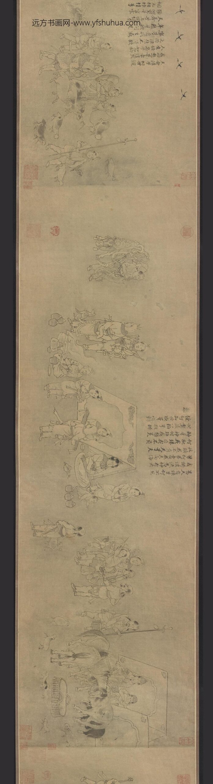 龚开_笳拍图卷（蔡文姬被掳图）_