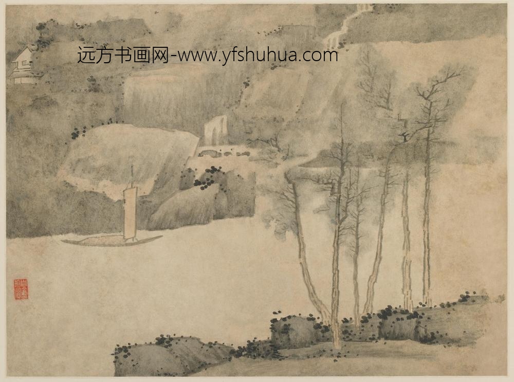 龚贤_江行帆影图
