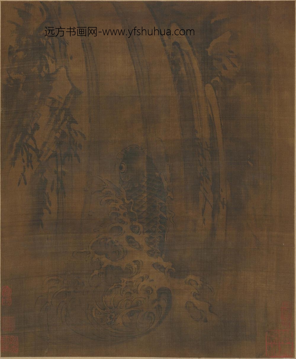 佚名_斗方鲤鱼跃龙门