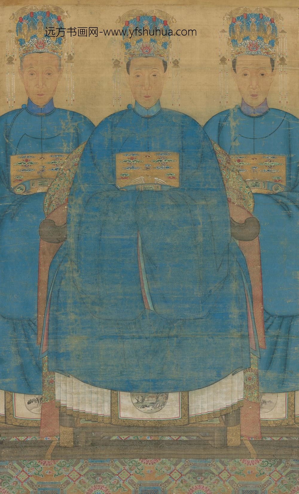 佚名_肖像画家族四人像轴_
