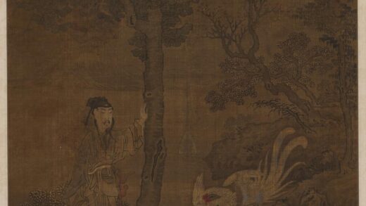 佚名 高士彩鸡图轴.jpg