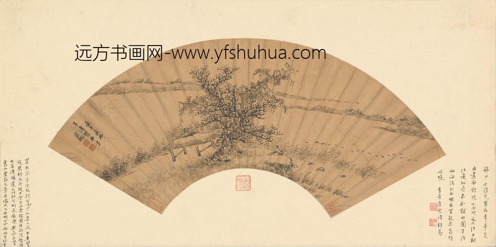 冒起宗_亭岸观雁扇面