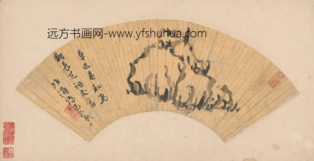 冯可宾_奇石图扇