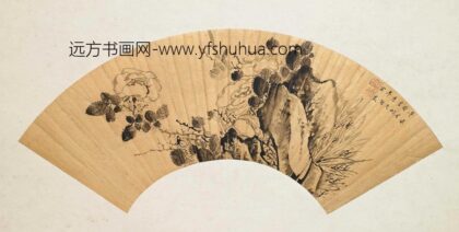 周云襄 禽鸟花石扇面.jpg