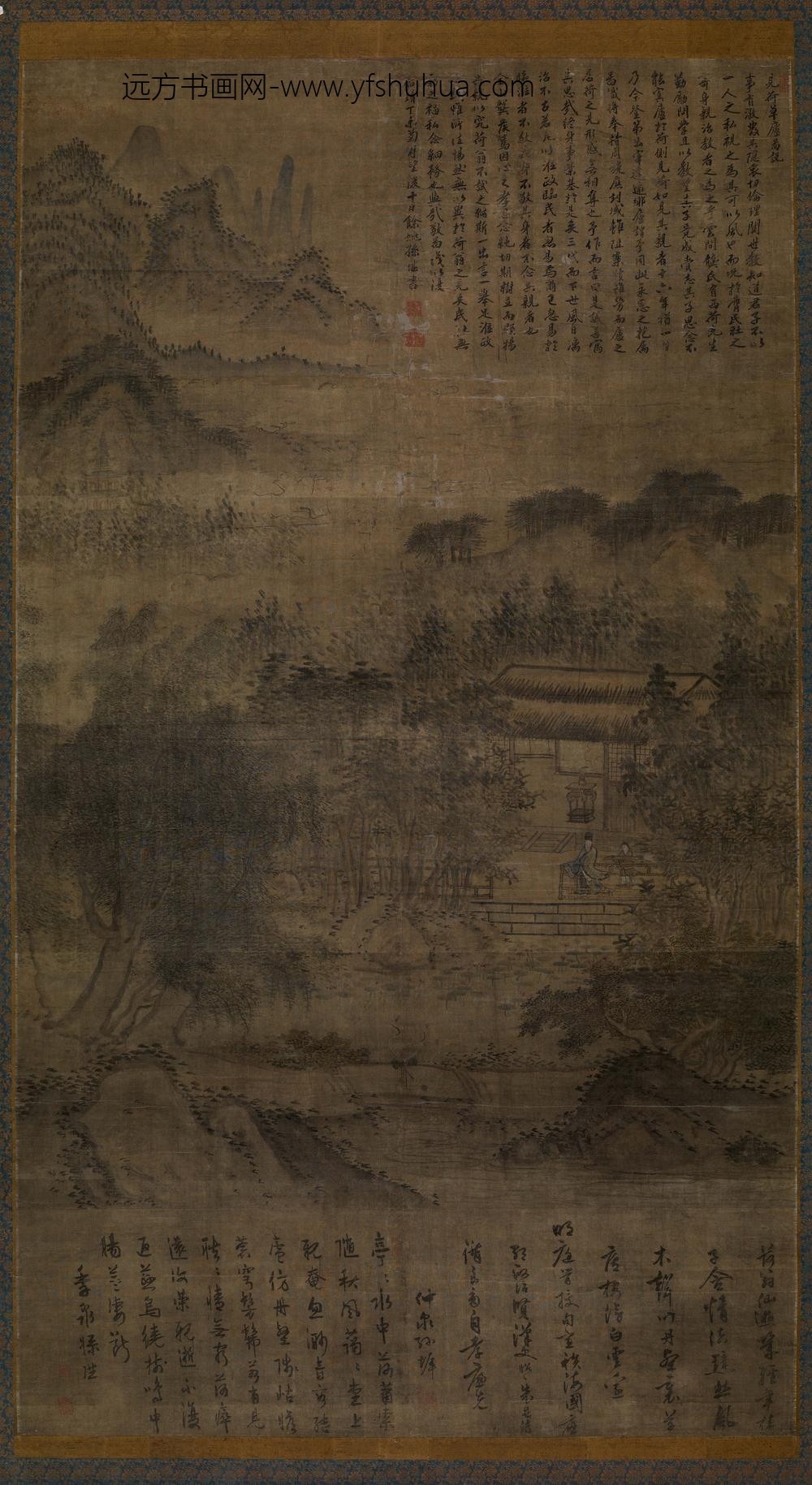 孙堪_见荷草庐图轴_