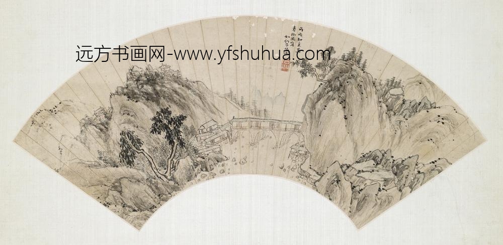 宋旭_溪阁石桥扇面