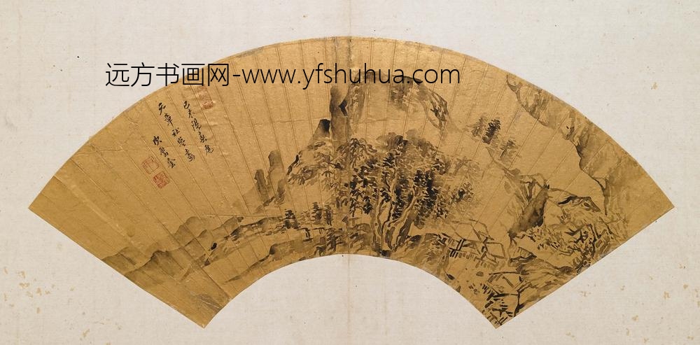 盛奎_乡野小村扇面