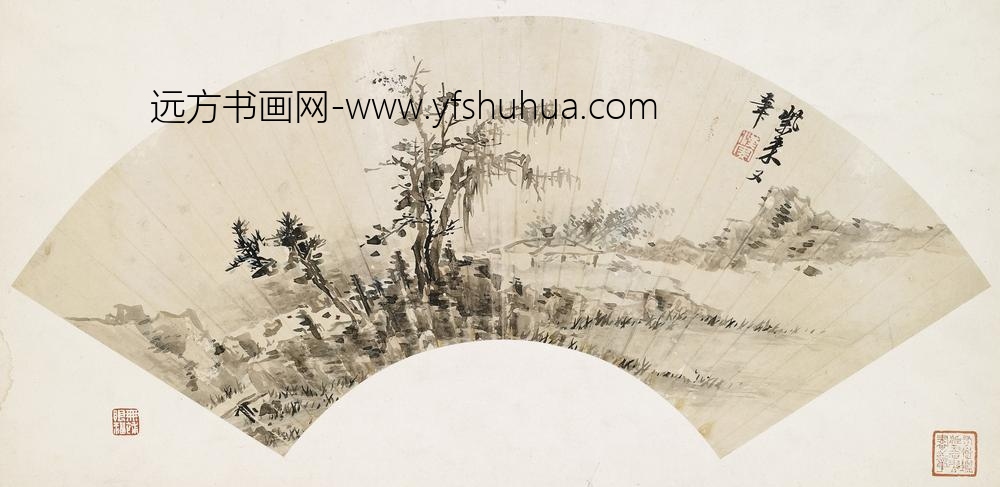 米汉雯_溪山亭子扇面