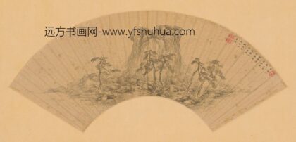 茅洲 五老拱寿扇面.jpg