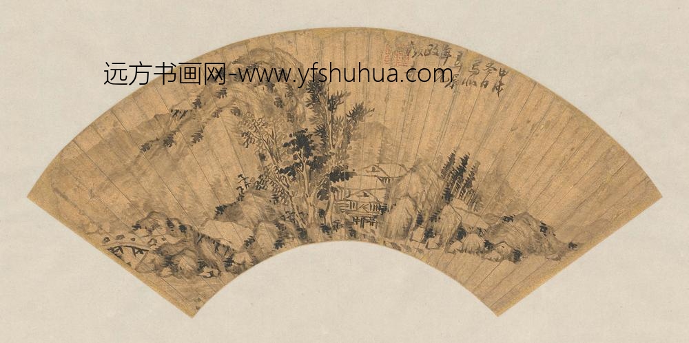 葛征奇_溪阁闲居扇面
