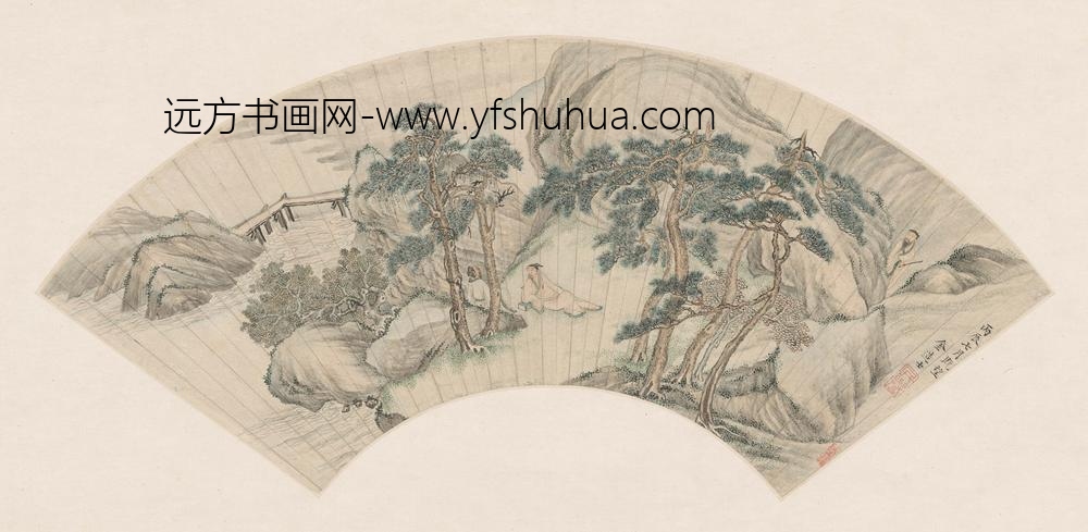 金造士_溪山清谈扇面