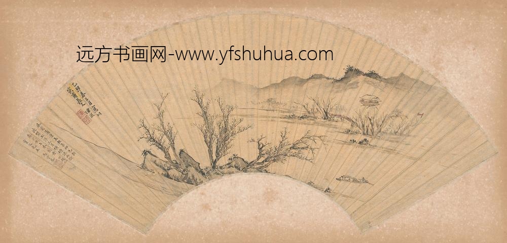 陈熙_溪岸放艇扇面