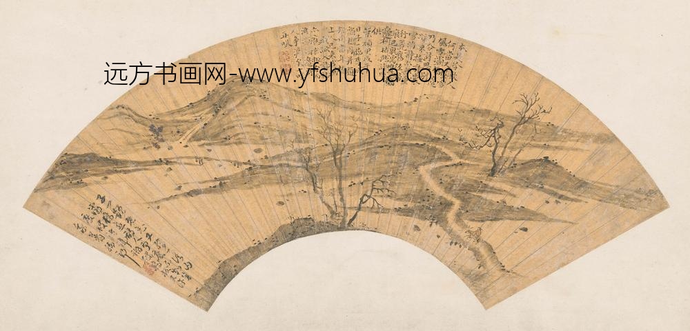 魏学濂_临李成灞桥图扇面