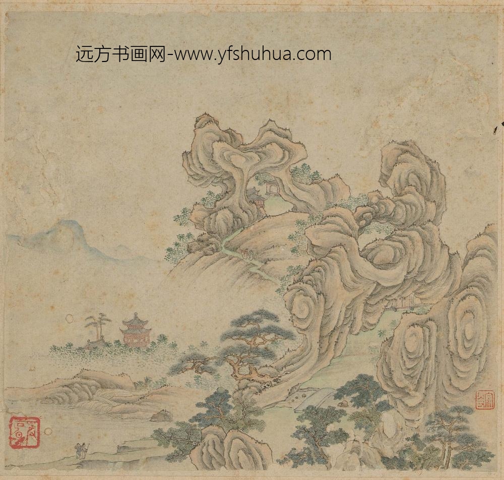 黄宗炎_山水斗方三帧_