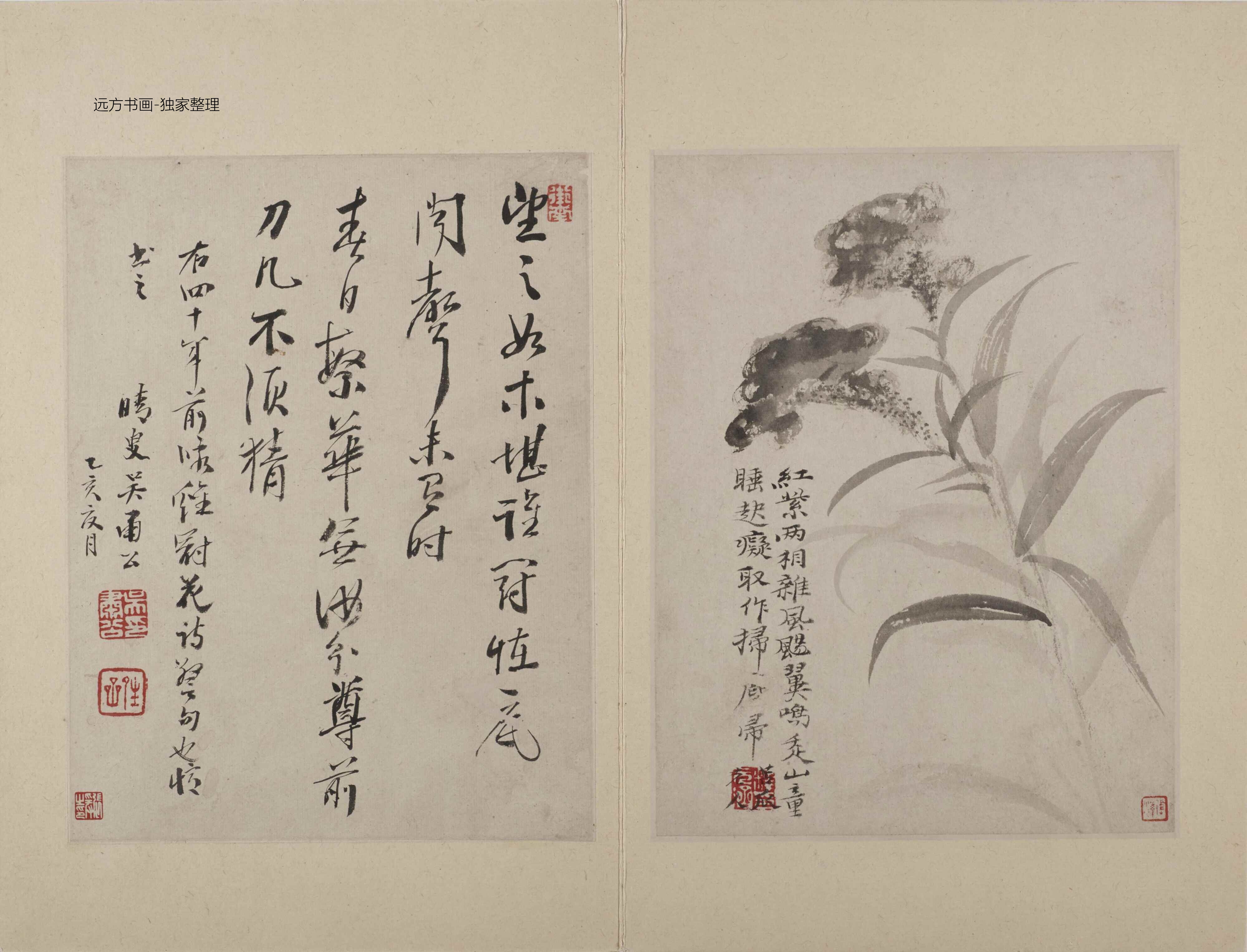 清朝代【石涛】《大风堂题清沏山水册（9开）》TIF高清大图中国画古画素材下载