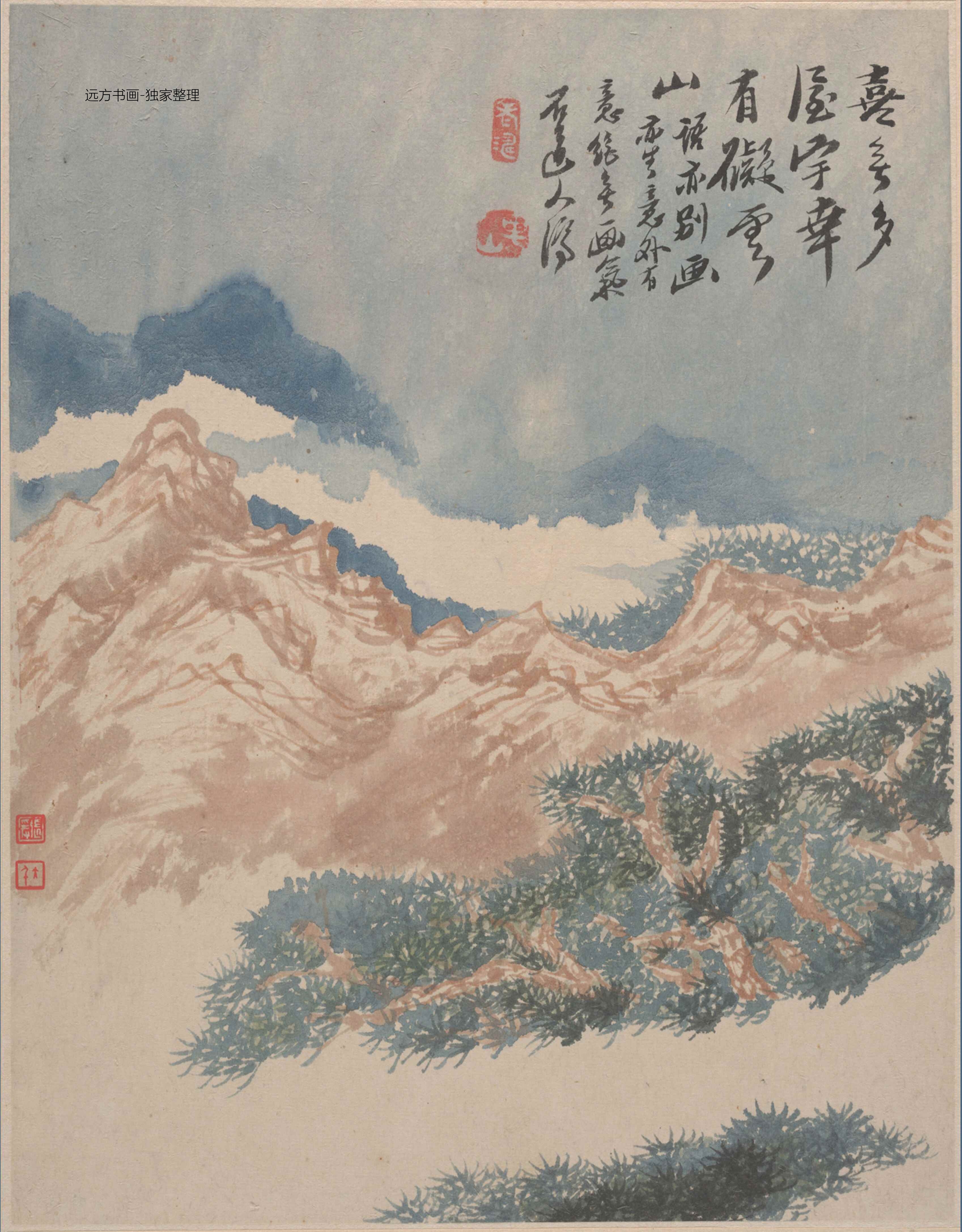 清朝代【石涛】《花卉山水册十二开》TIF高清大图中国画古画素材下载
