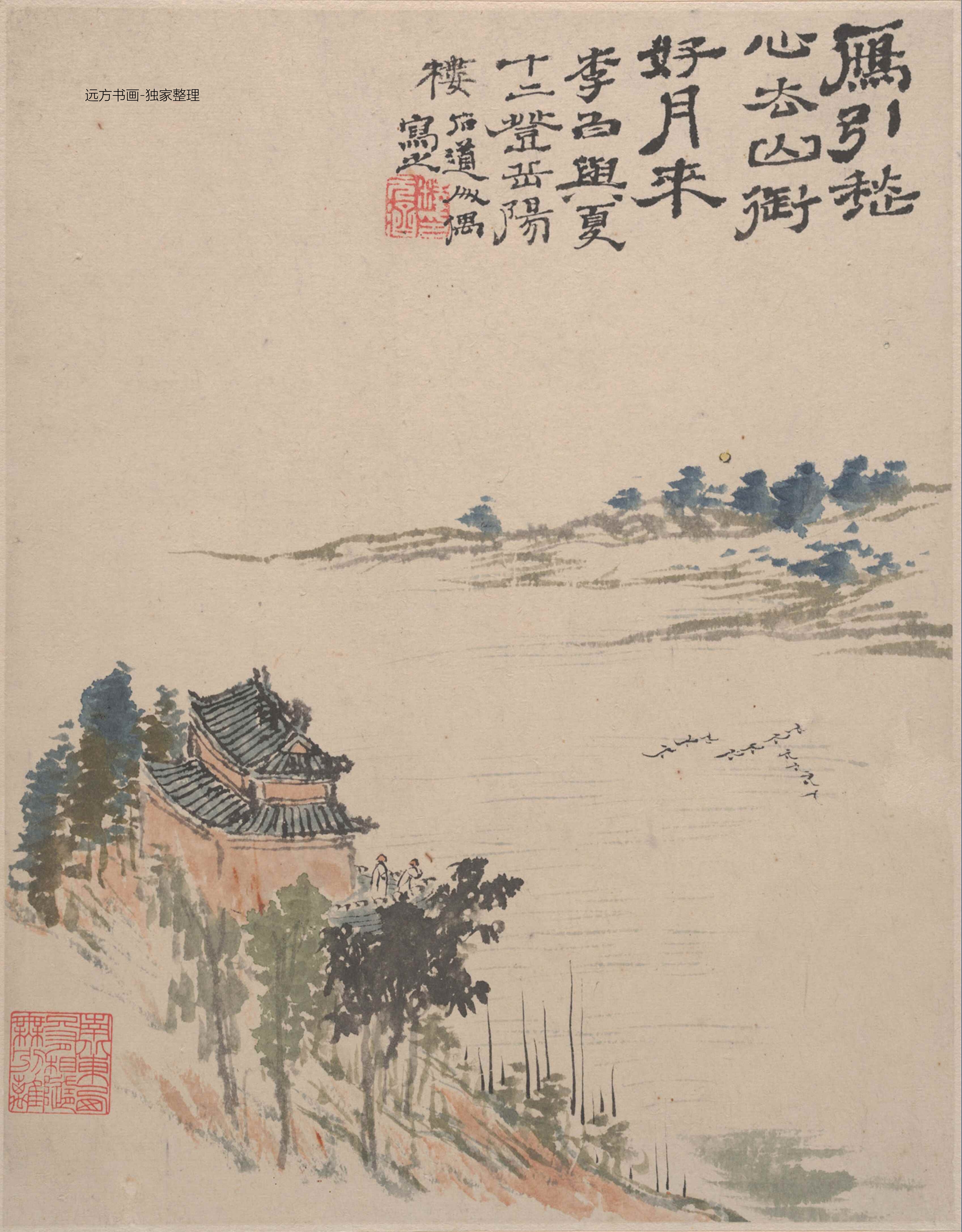 清朝代【石涛】《花卉山水册十二开》TIF高清大图中国画古画素材下载