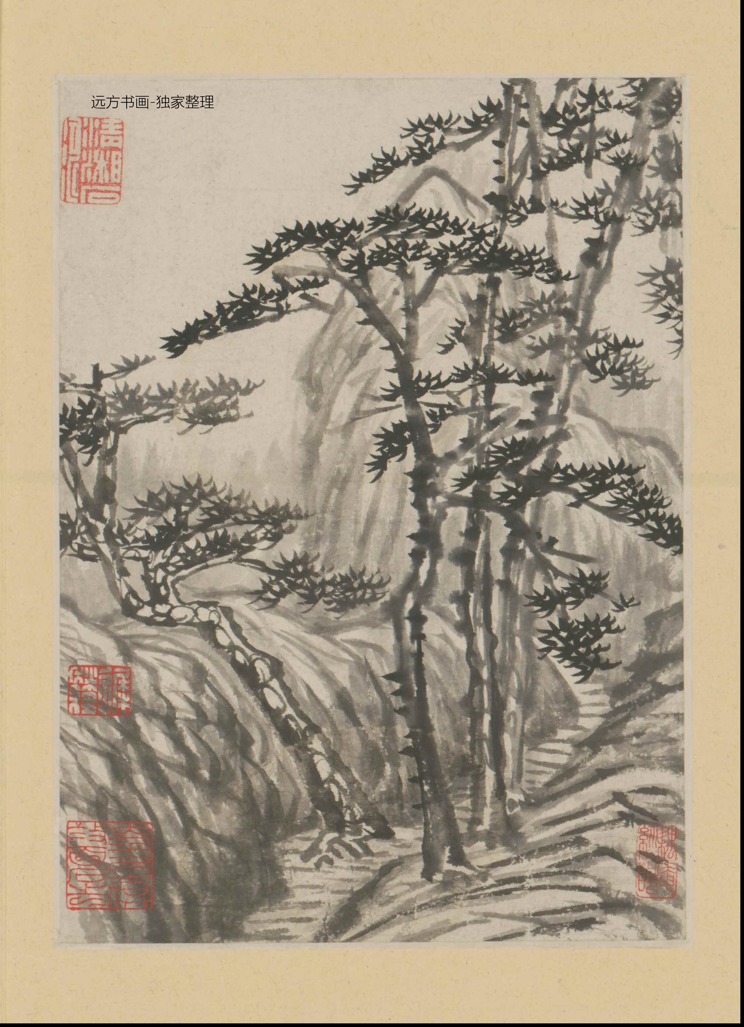 清朝代【石涛】《金山龙游寺诗意册（13开）》TIF高清大图中国画古画素材下载