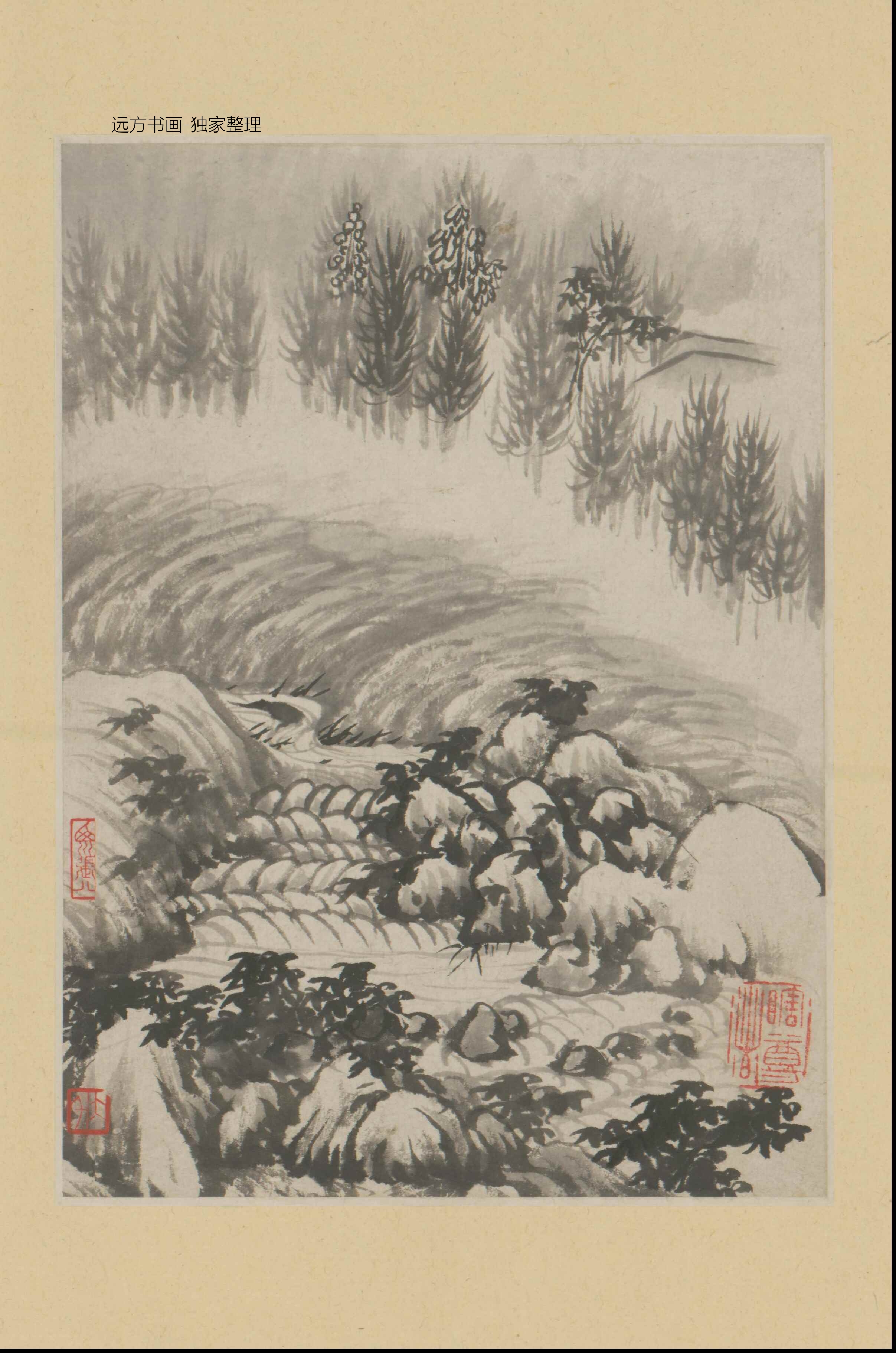 清朝代【石涛】《金山龙游寺诗意册（13开）》TIF高清大图中国画古画素材下载
