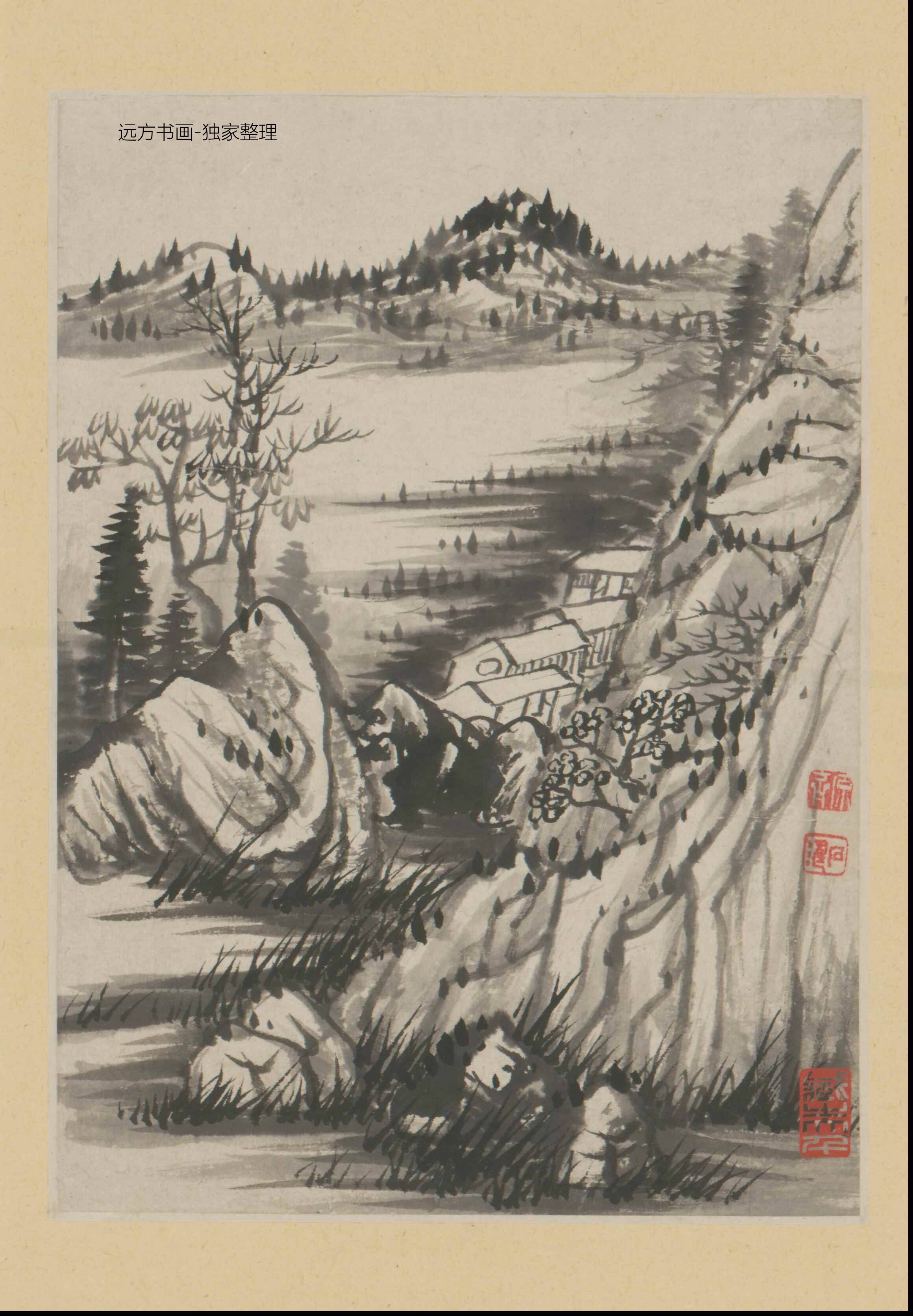清朝代【石涛】《金山龙游寺诗意册（13开）》TIF高清大图中国画古画素材下载