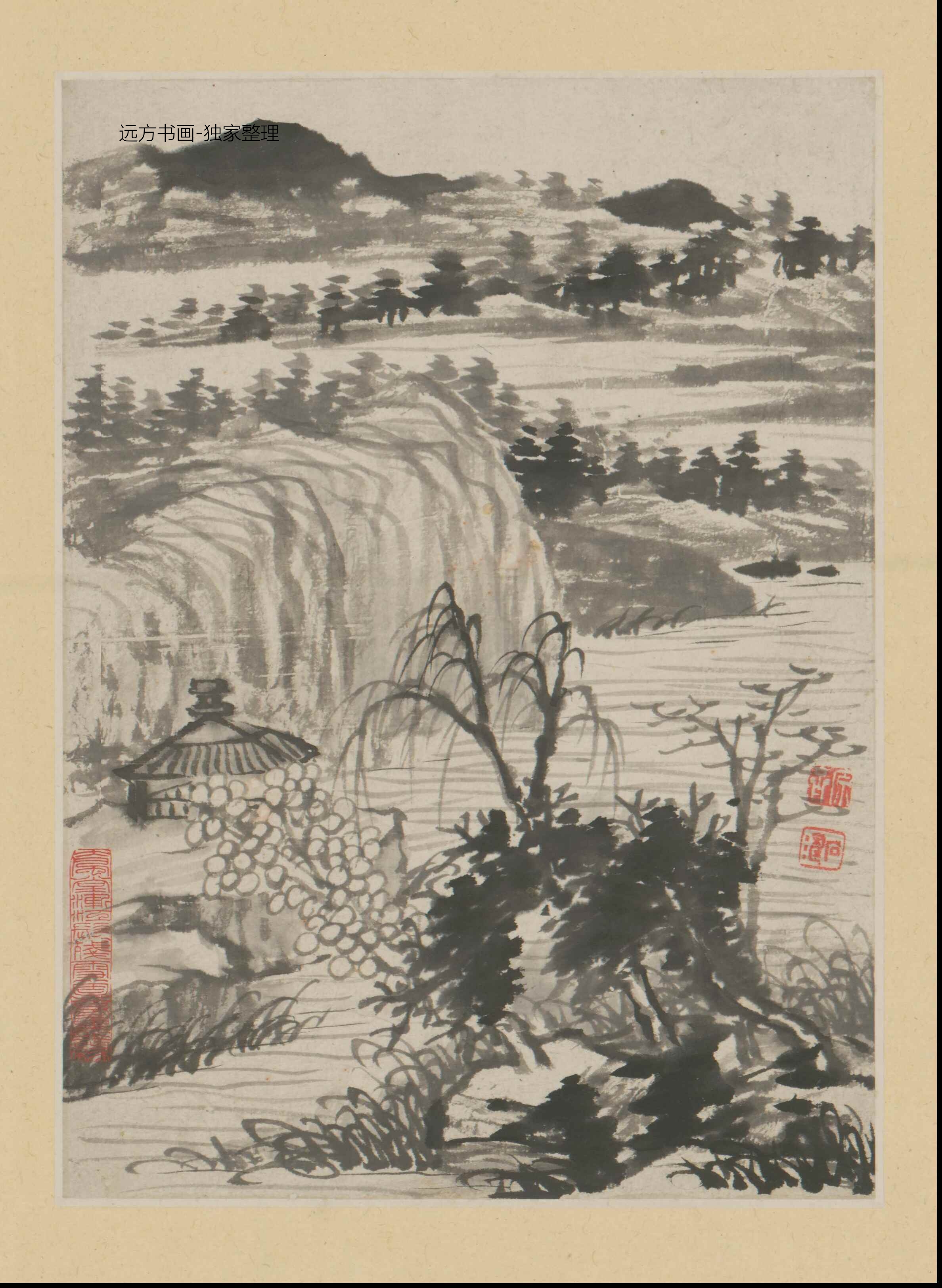 清朝代【石涛】《金山龙游寺诗意册（13开）》TIF高清大图中国画古画素材下载