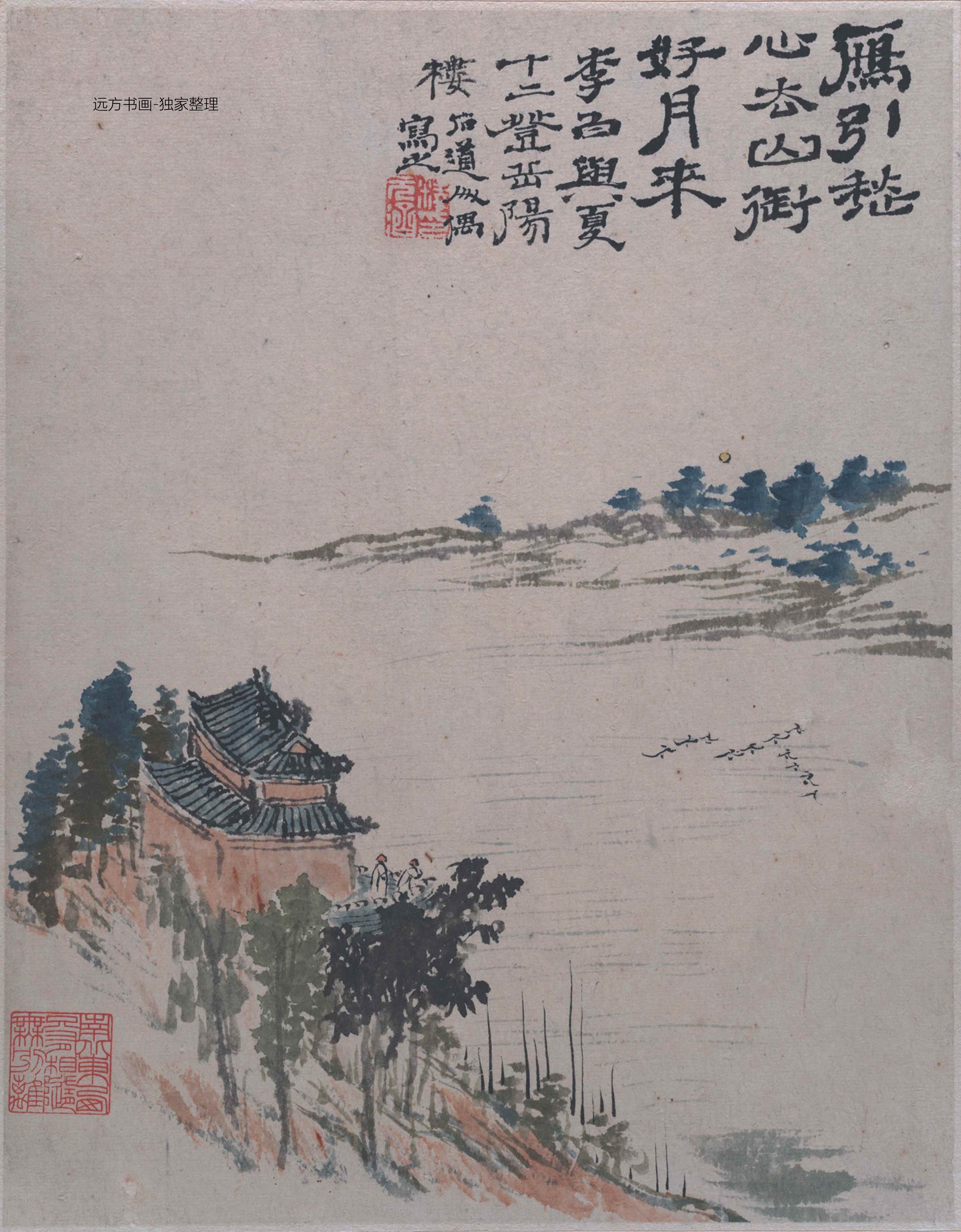 清朝代【石涛】《郊野墨色图册12开》TIF高清大图中国画古画素材下载