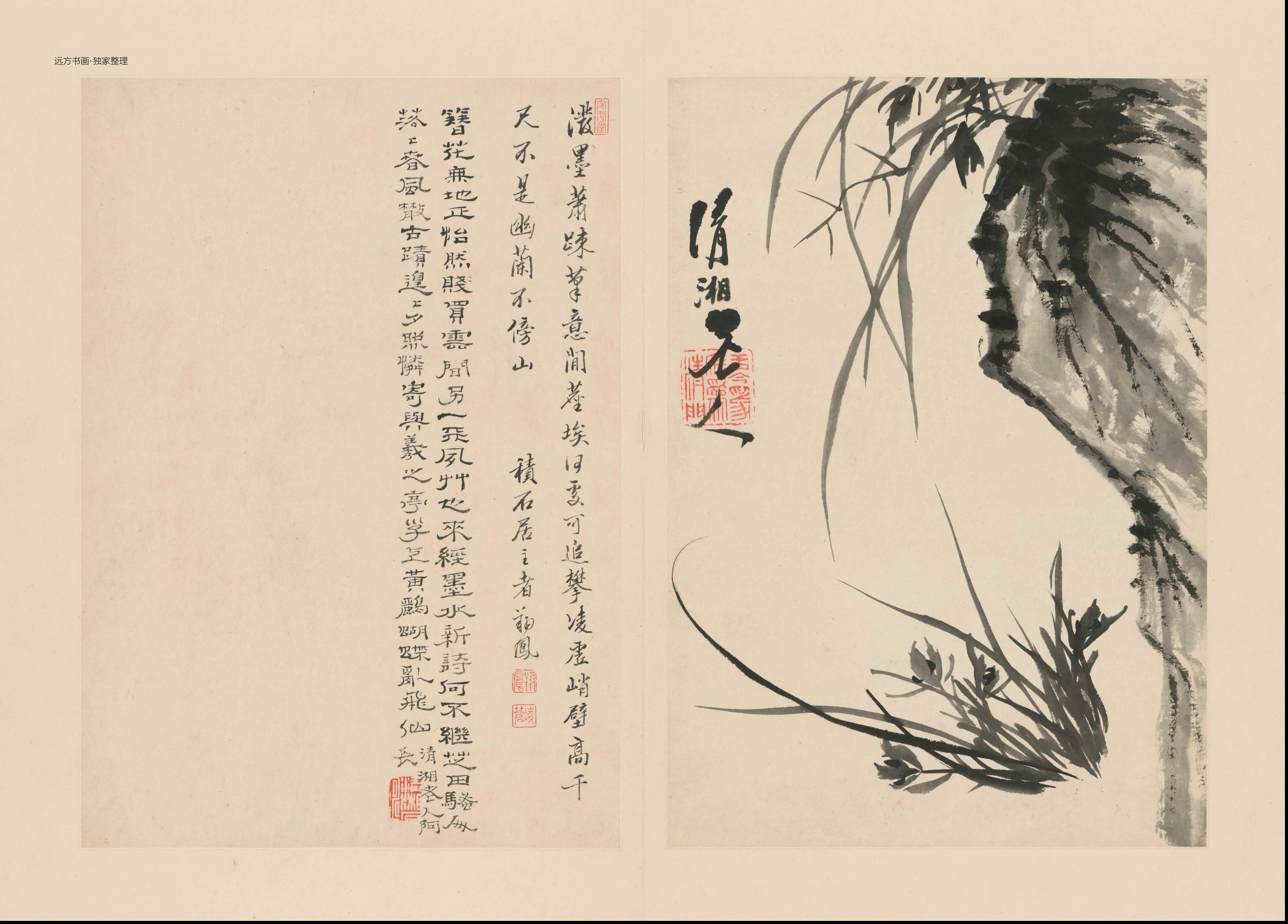 清朝代【石涛】《兰竹册（18开）》TIF高清大图中国画古画素材下载