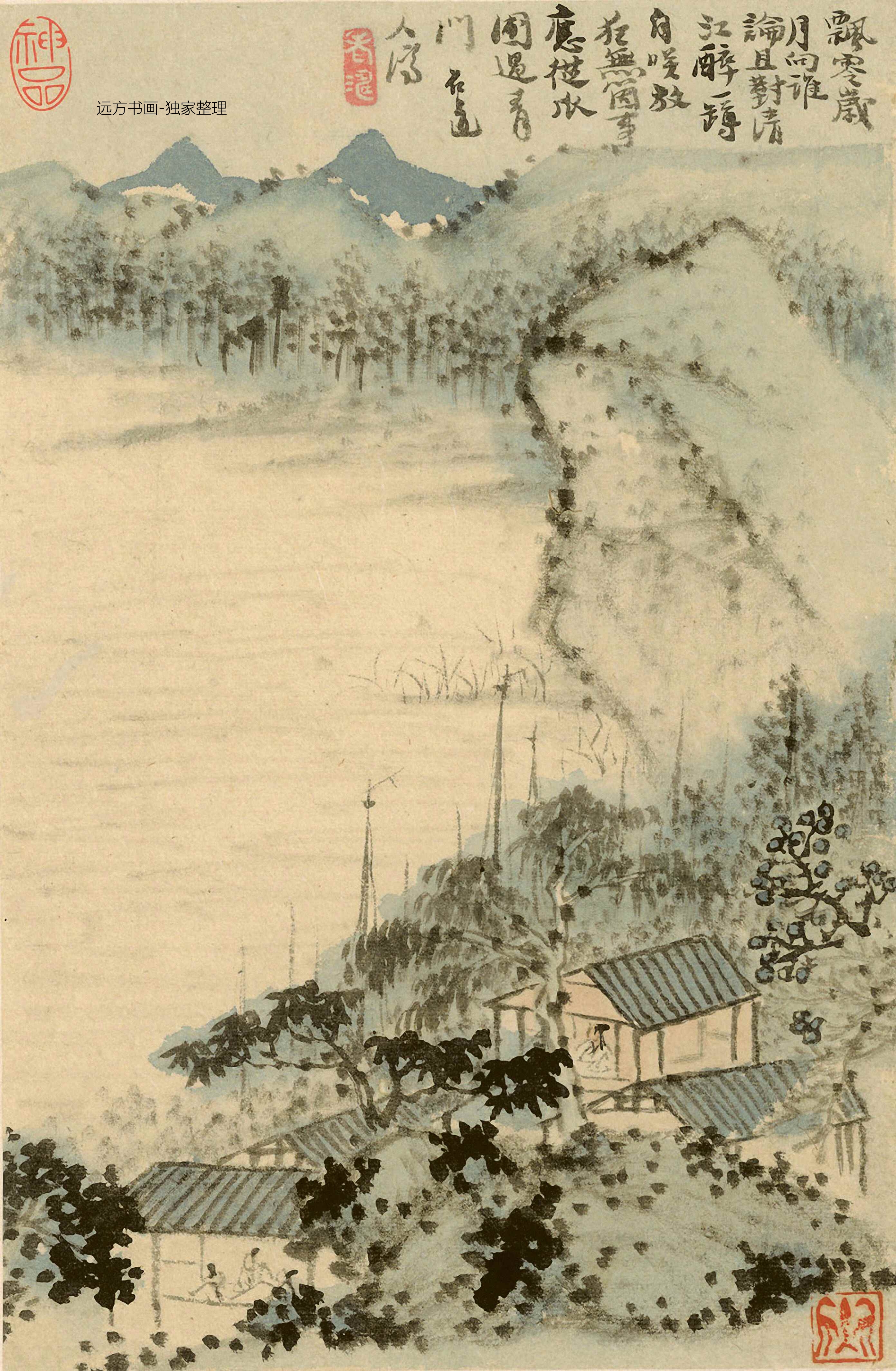 清朝代【石涛】《山水册12开》TIF高清大图中国画古画素材下载