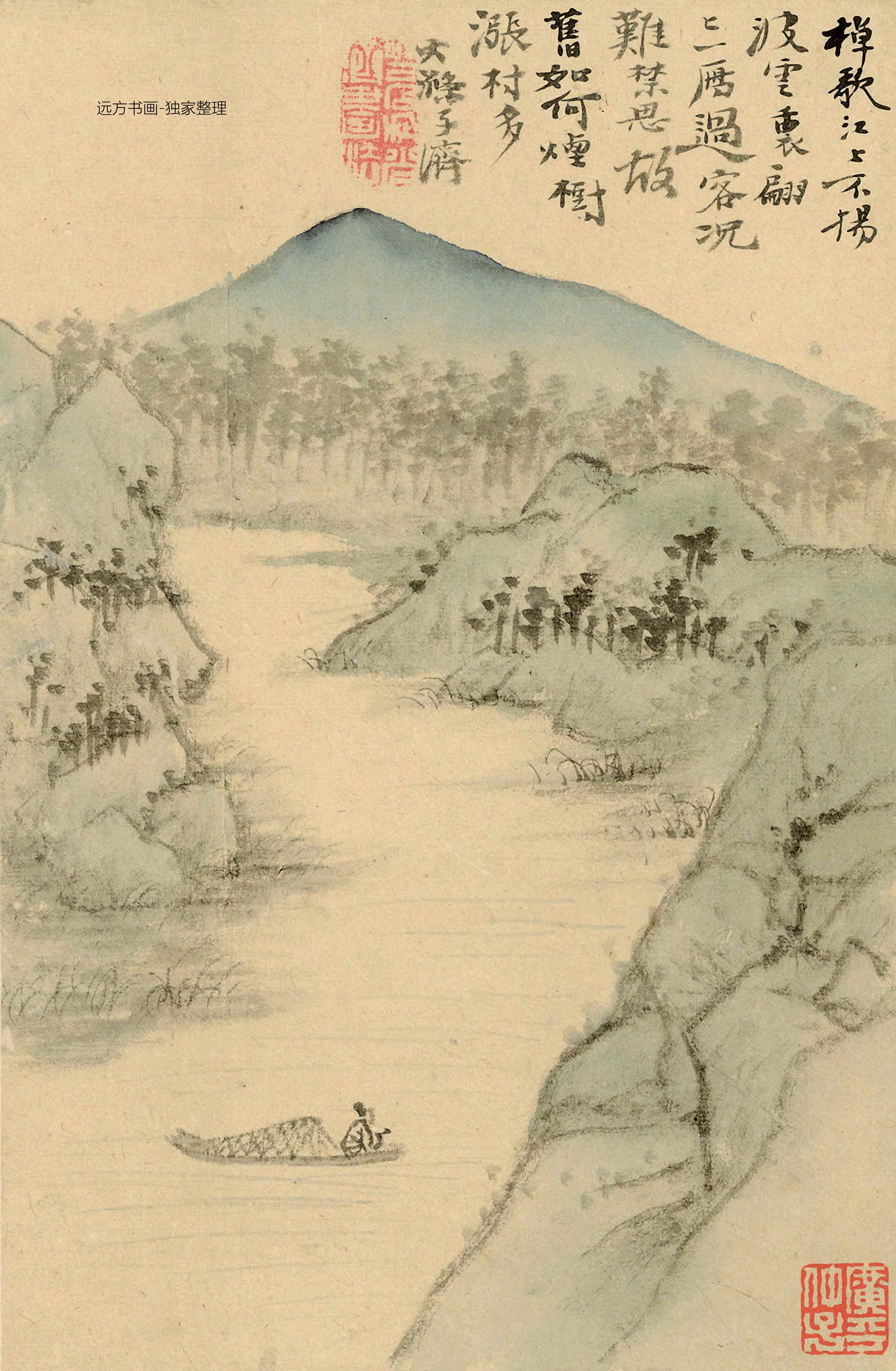 清朝代【石涛】《山水册12开》TIF高清大图中国画古画素材下载