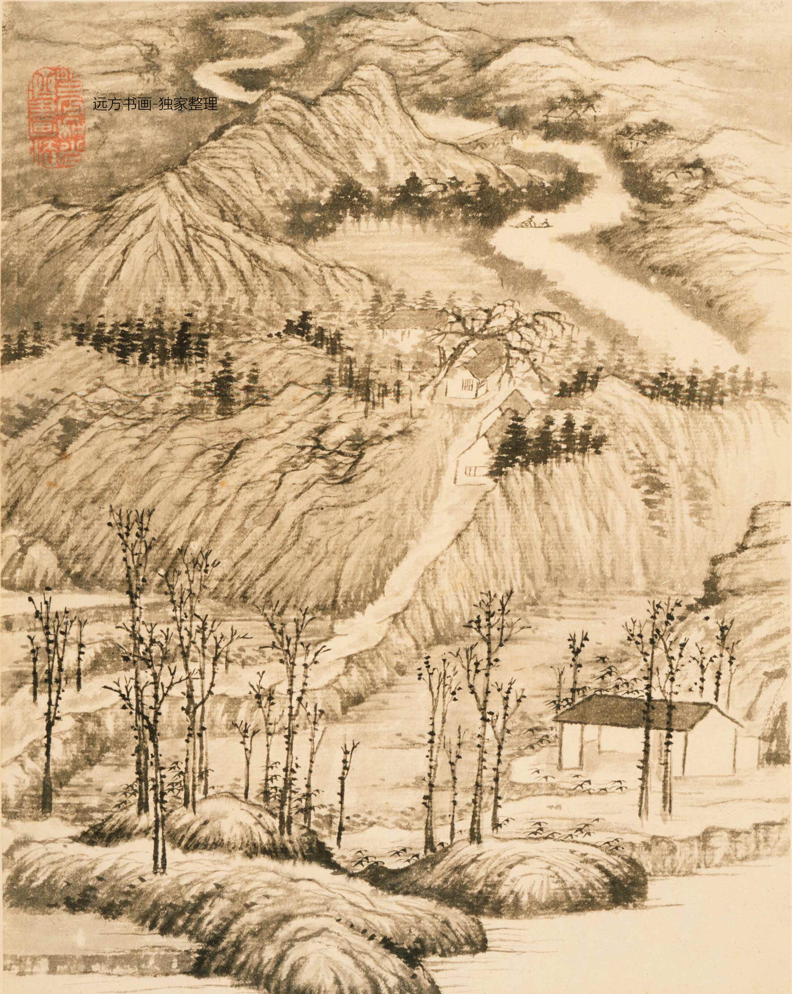 清朝代【石涛】《山水册纸本8帧（8开）》TIF高清大图中国画古画素材下载